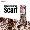 KISS - RED SILKY SATIN WRAP SCARF EXTRA LONG 60 INCH (LEOPARD)