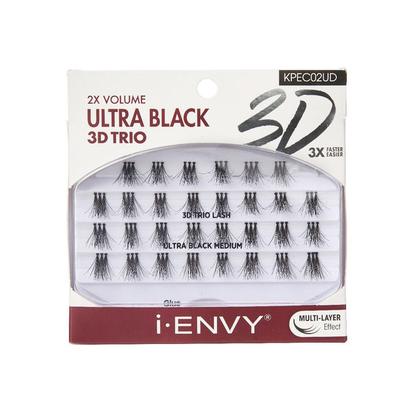 KISS - IEK 3D TRIO ULTRA BLACK INDIVIDUAL EYELASHES - MEDIUM