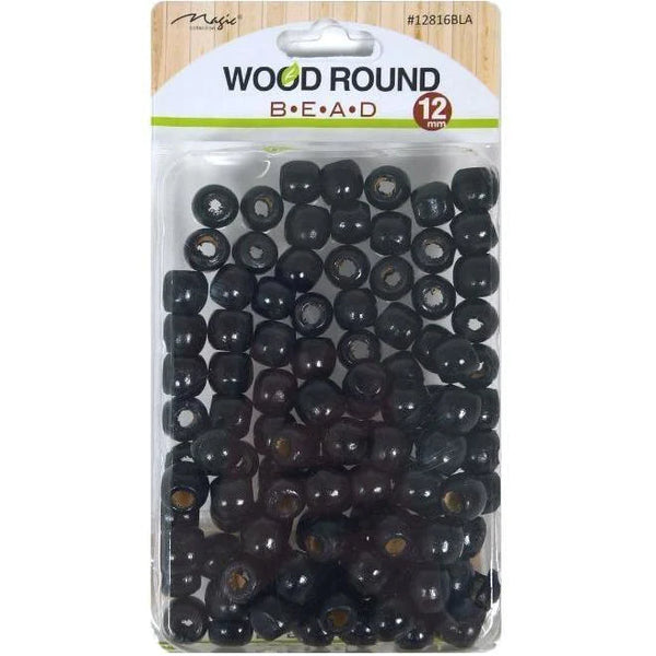 MAGIC COLLECTION - Wood Round Bead 12MM BLACK (#12816BLA)