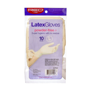 KISS - RED POWDER-FREE LATEX GLOVES LARGE 10CT