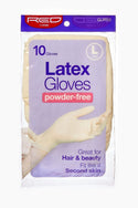 KISS - RED POWDER-FREE LATEX GLOVES LARGE 10CT