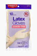 KISS - RED POWDER-FREE LATEX GLOVES X-LARGE 10CT