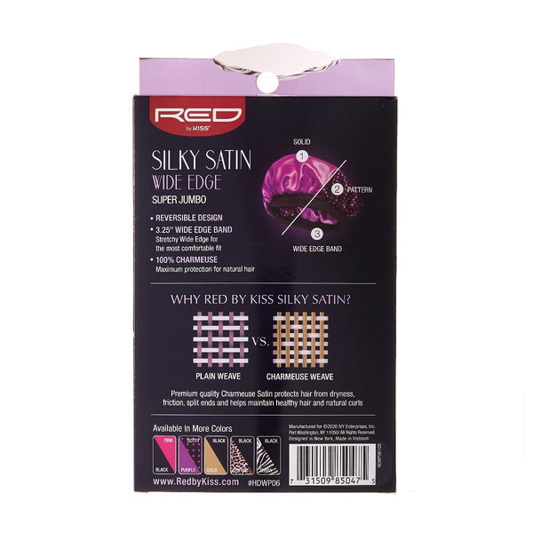 KISS - RED SILKY SATIN DOUBLEWEAR CAP (SUPER JUMBO & ZEBRA)