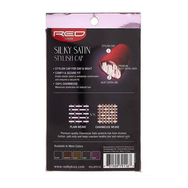 KISS - RED SILKY SATIN LINED HAIR CAP (ASSORTED)