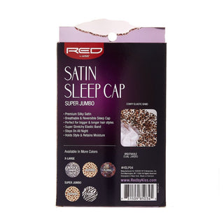 KISS - RED SILKY SATIN SLEEP CAP (LEOPARD & SUPER JUMBO)