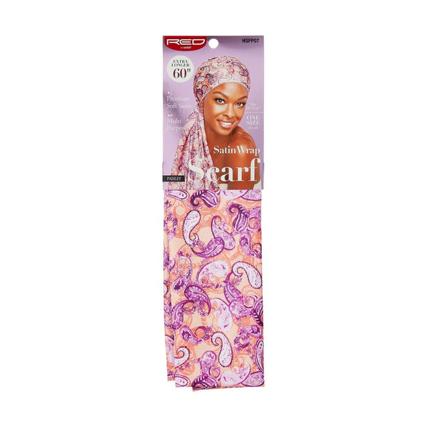KISS - RED PREMIUM SILKY SATIN WRAP SCARF 60 INCH (PAISLEY)