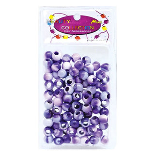 BEAUTY COLLECTION - Round Hair Beads 2 Tone PURPLE #TONPUR